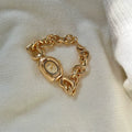 Irregular Chain Link Bracelet Watch - Gold Band with Gold Dial [HKN31TNW]