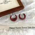Carly Wine Red Enamel Drop Earrings - Style 8 [P55N6OS9]