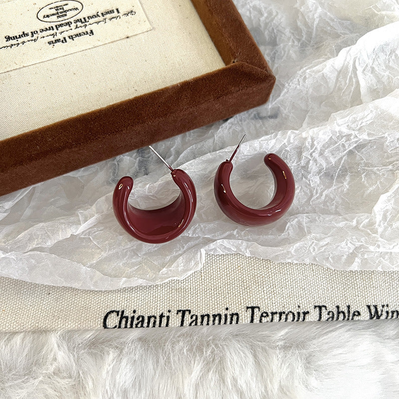 Carly Wine Red Enamel Drop Earrings - Style 8 [P55N6OS9]
