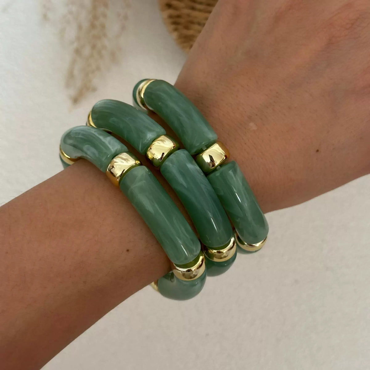 Multi-Layered Bamboo Bracelet Set - Green [MY2PHIYY]