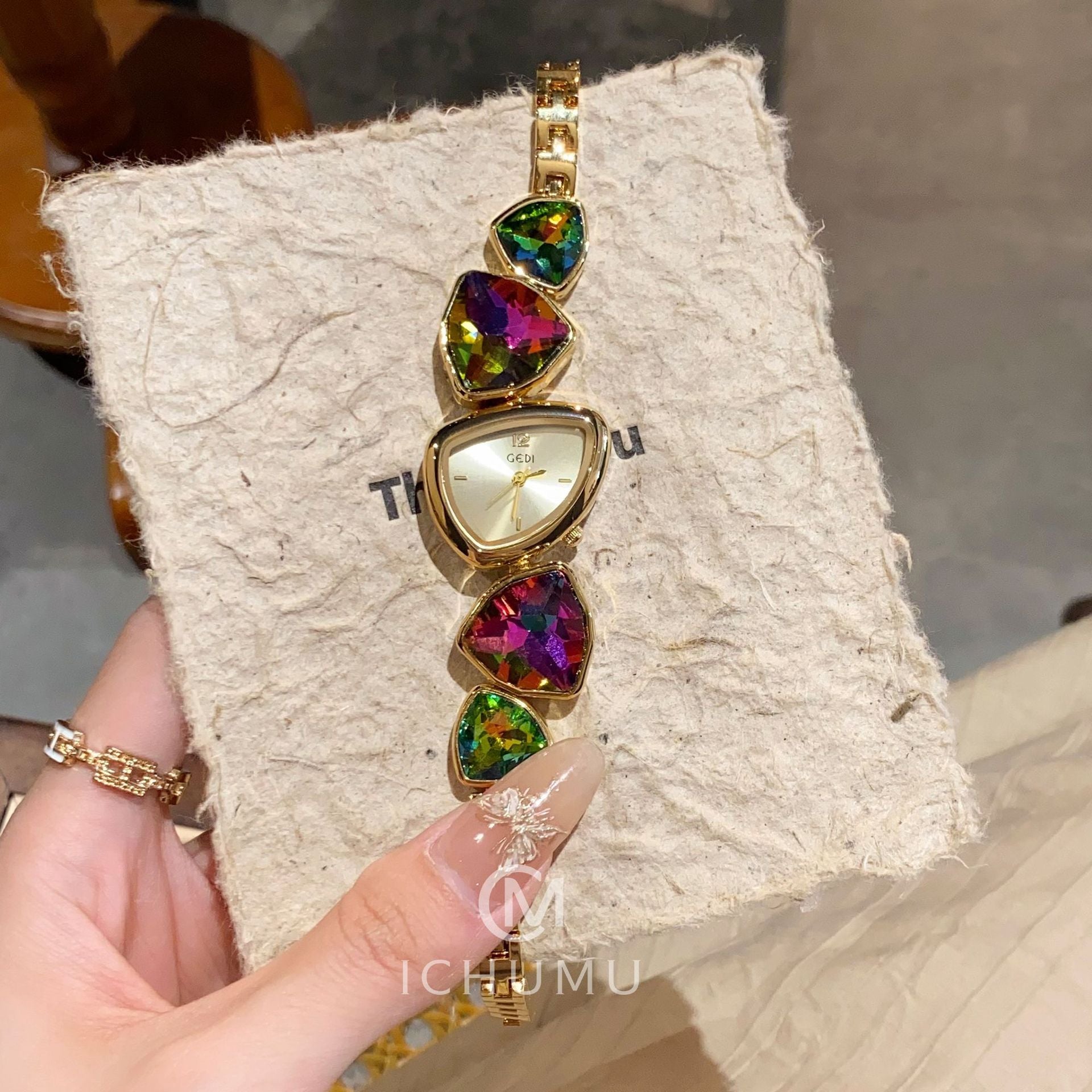 Aylee Sculpted Steel Watch - Dreamy Colored Stone [TOVGJLQ5]