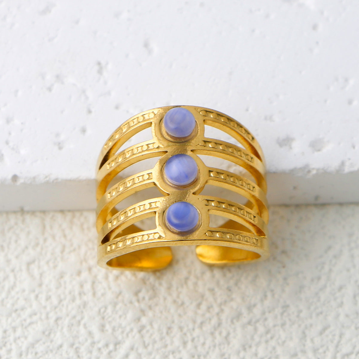 Thais Gold Statement Open Ring - Gold (Style 14) [MKDW9E2H]