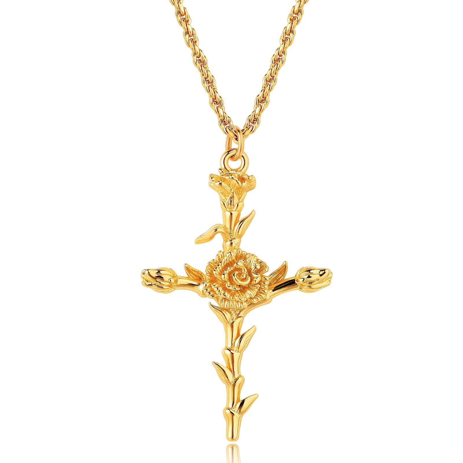 Birth Flower Pendant Necklace - January Carnation [VPLR00MS]