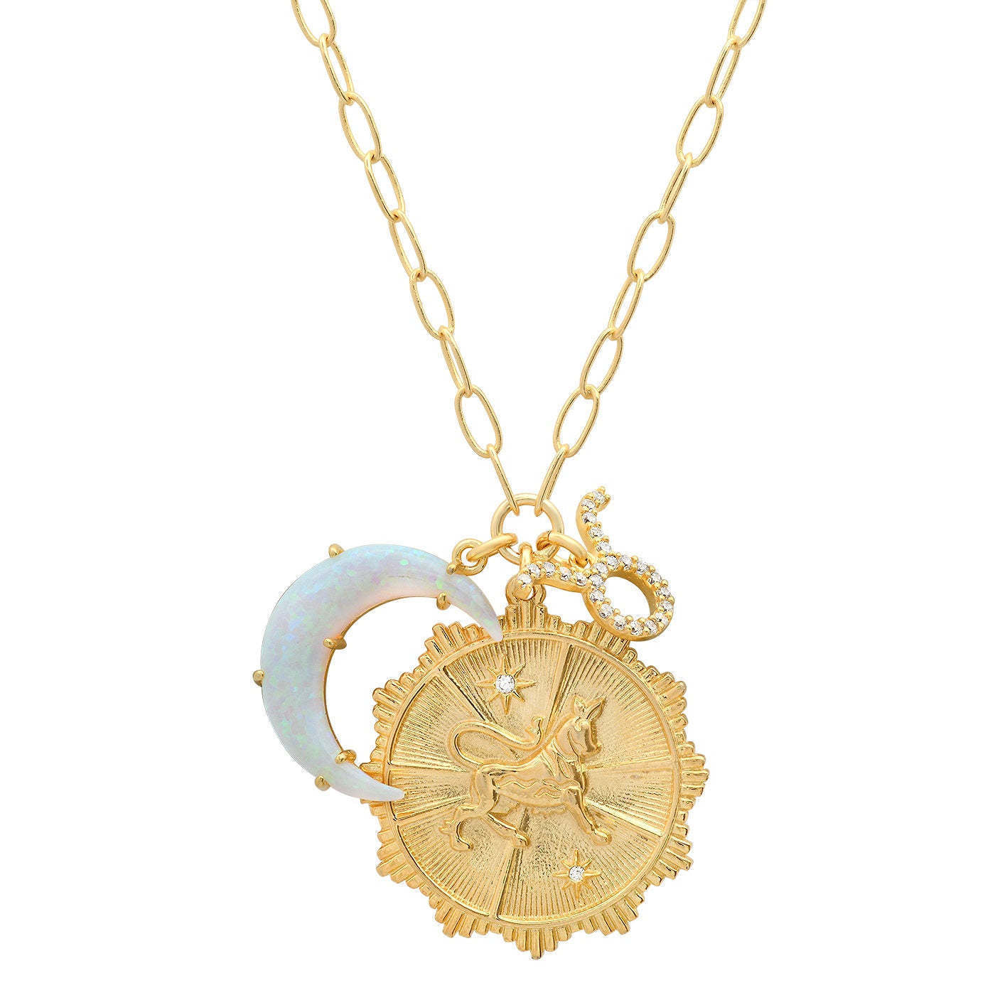 Zodiac Crescent Moon Pendant Necklace - Taurus [DGLZ9ORF]