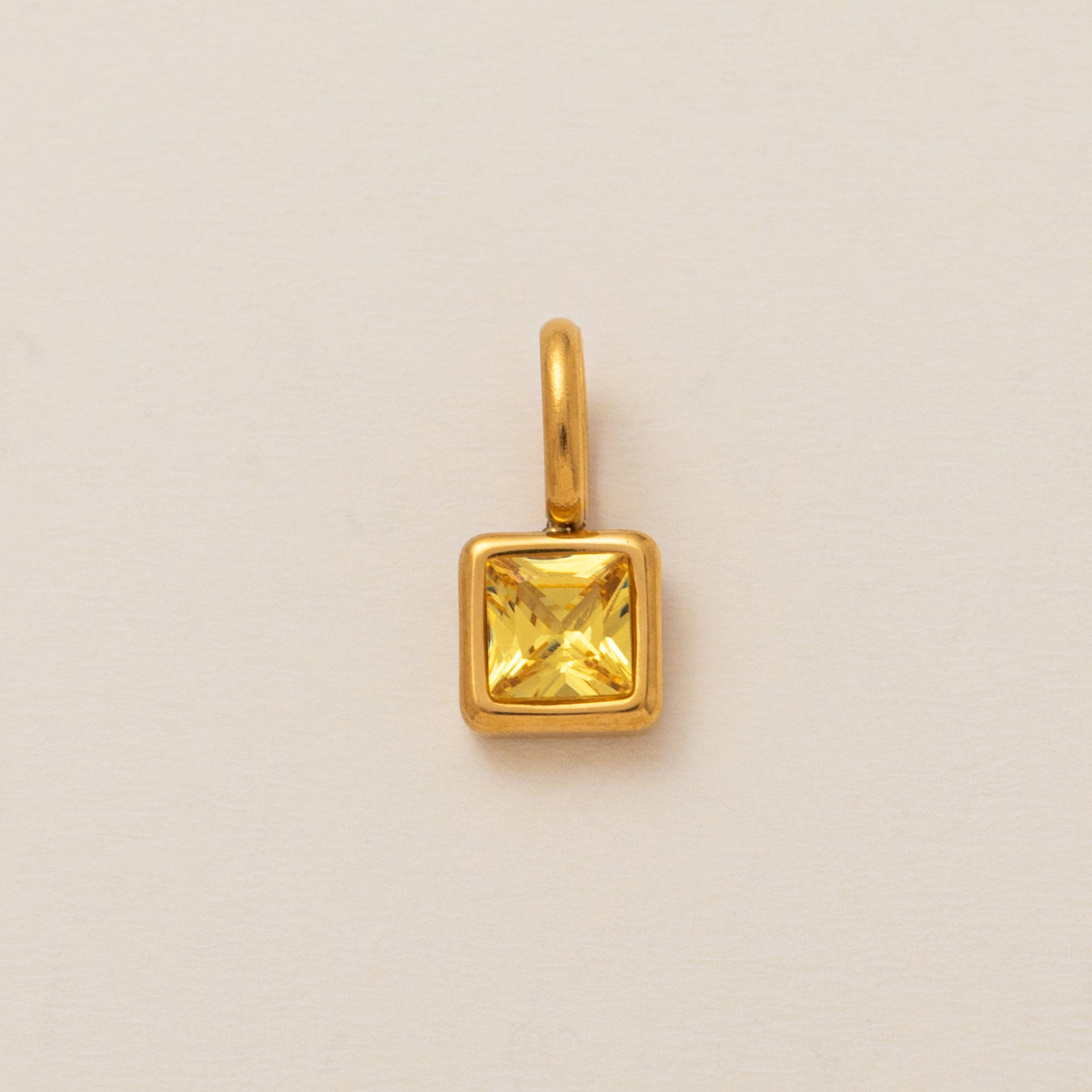 Lotus Birthstone Cube Necklace - November Pendant - Gold [P6M9R262]