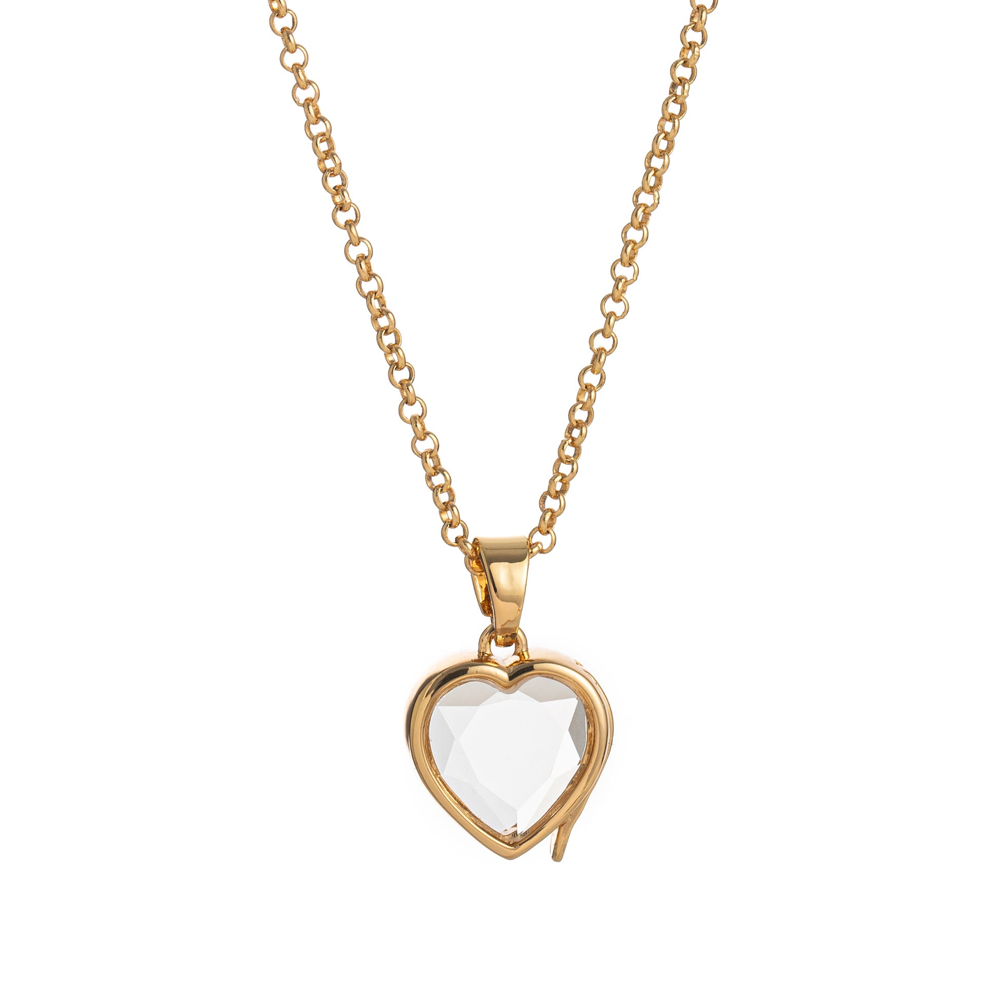 Floating Glass Locket Pendant Necklace - Heart Glass Locket Necklace [KJVLZJMP]