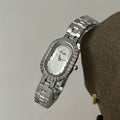 Oval Dial Minimalist Bracelet Watch - Silver with White Dial [5WQ6H2YW]