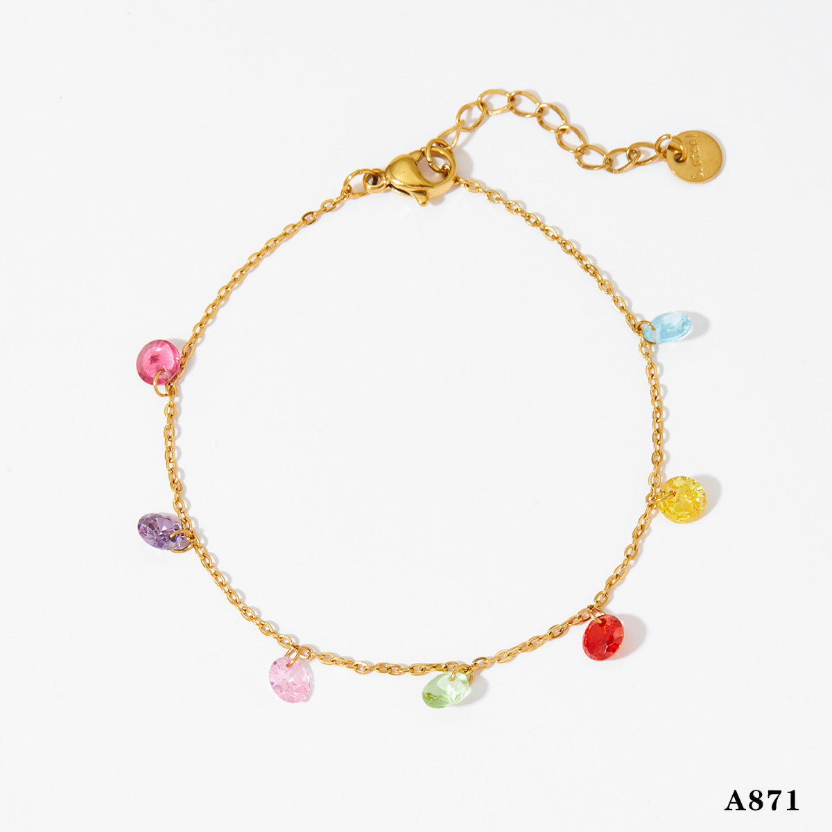 Nilah Diamond Heart Charm Bracelet - Gold + Colored Diamond Bracelet [2F4JJLB4]