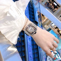 Rhinestone Barrel Watch - Silver Black [CSHZBNWZ]