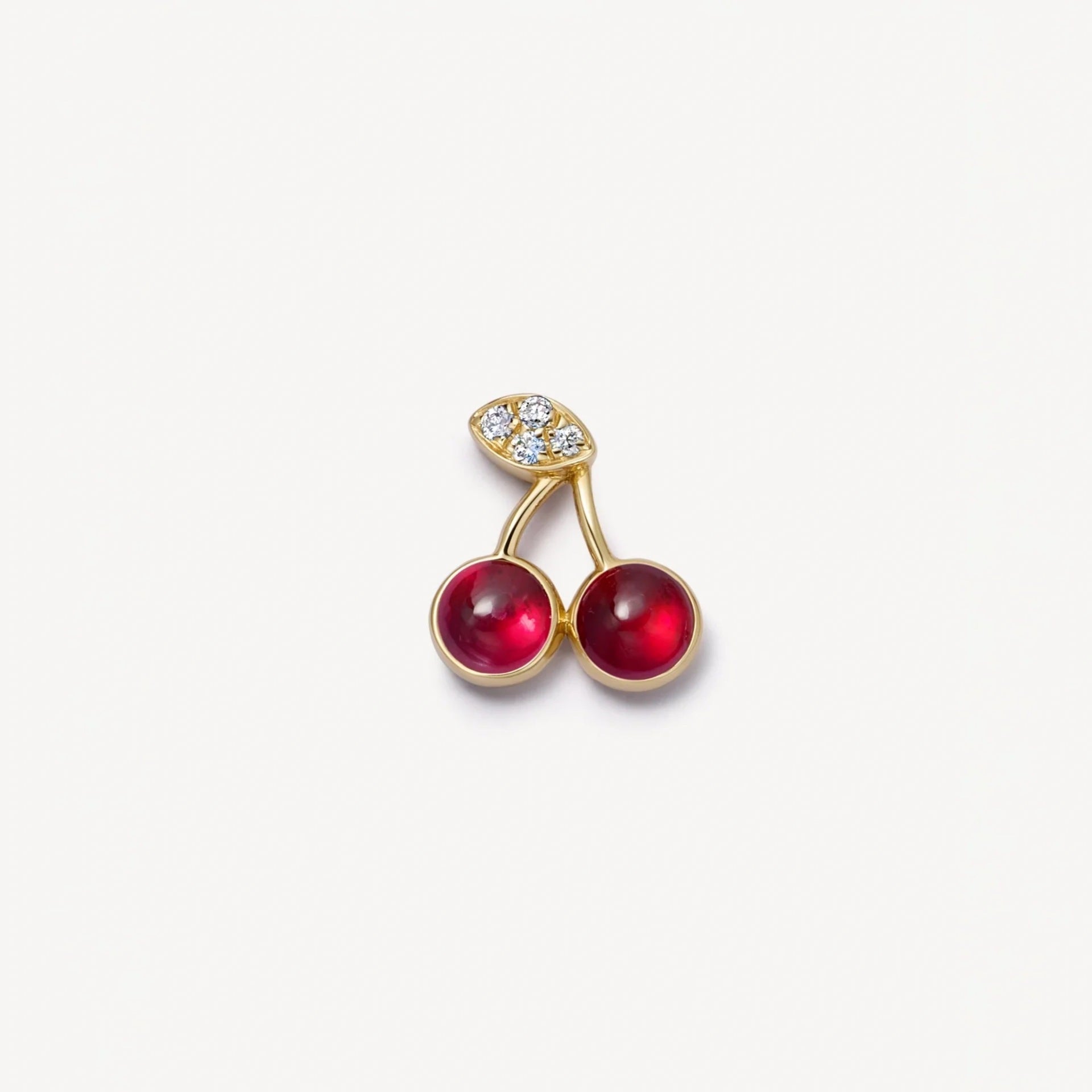 Floating Charm Locket Necklace - Round Cherry Charm [EJYPW5PD]