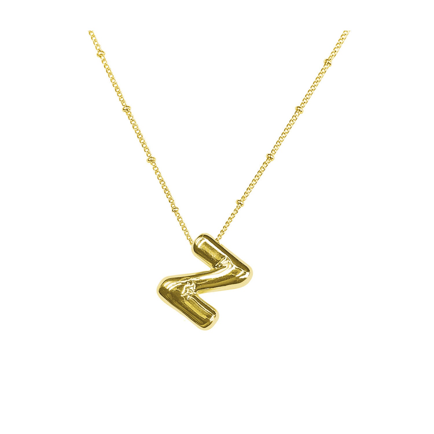 Aiyanah Glossy Bubble Letter Necklace - Gold Z [QK5QM3ET]