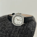 Vintage Polygonal Small Dial Watch - Black Strap Silver Case White Dial [GWJ83GG9]