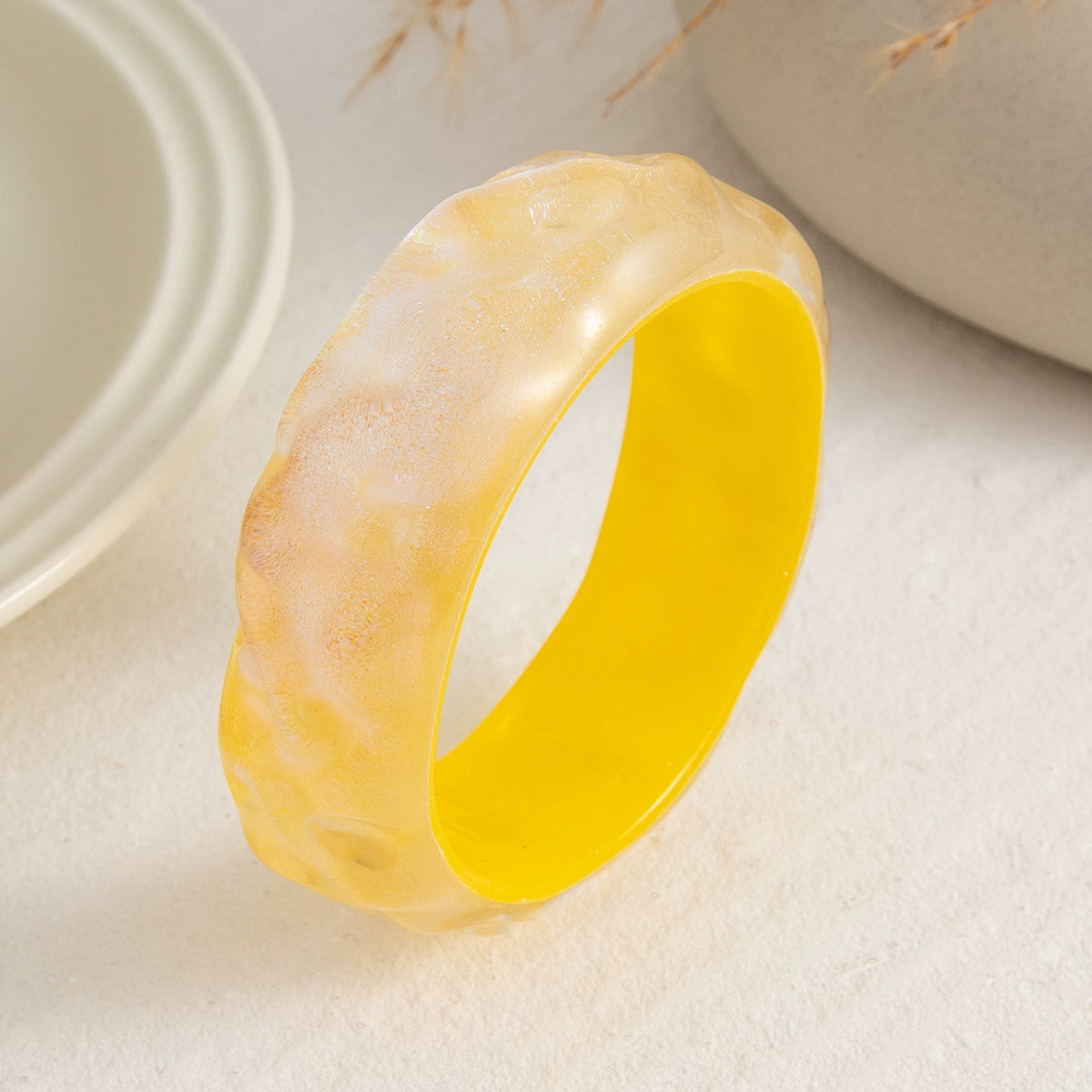 Lucero Glitter Bangle Bracelet - Yellow
