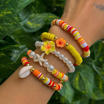 Tropical Shell Beaded Bracelet Set