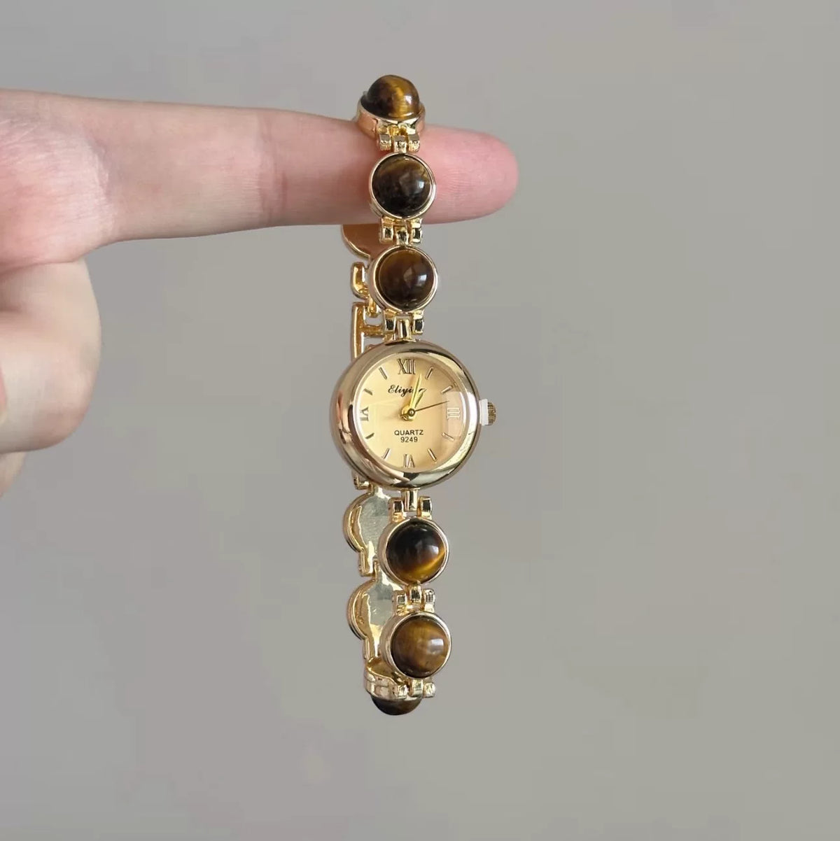 Natural Stone Bracelet Watch - Tiger Eye [A7WY6X1E]