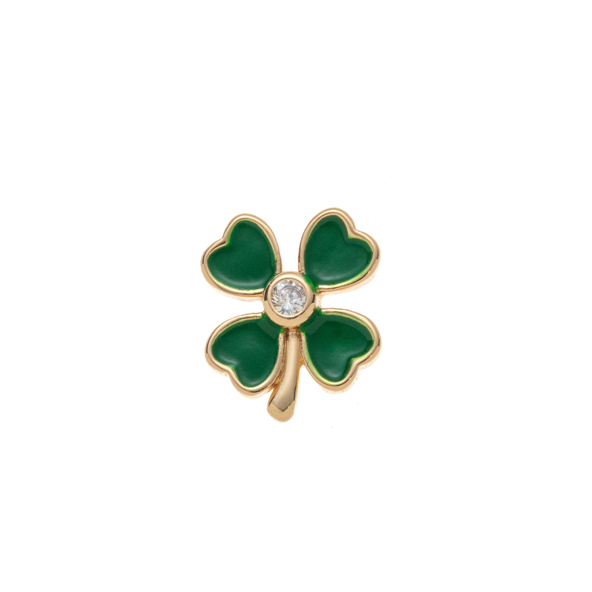Transparent Locket Pendant Necklace - Four-Leaf Clover (Charm Only) [QZOFFMOM]