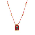 Color Cord Pendant Necklace - Red Fish Necklace (With Beads) [UU3DE3ST]