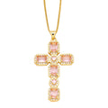 Ayva Zircon Cross Necklace - Pink [T3L3R96Y]