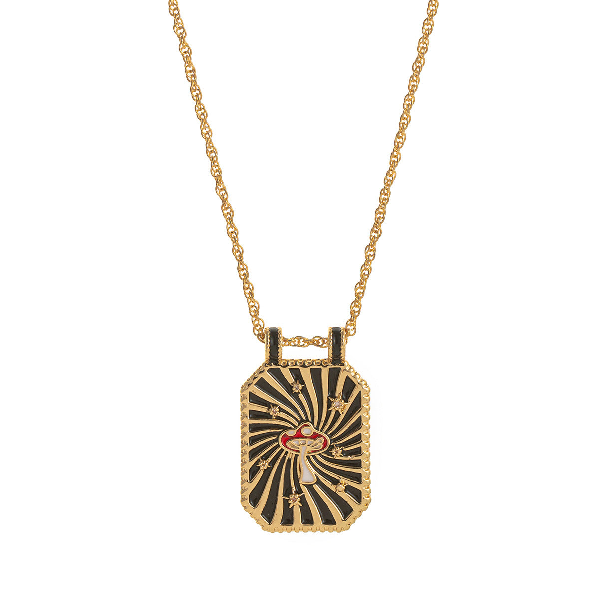 Celestial Tarot Pendant Necklace - Black Mushroom [FQWQJ840]