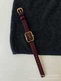 Zhamira Retro Red Watch - Leather Strap with Rectangular Batons [YUECIBZM]