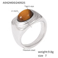 Kaelyn Titanium Tiger Eye Ring - Steel Ring [SJPALMHB]