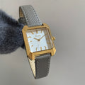 Square Case Minimalist Wrist Watch - Grey Strap Gold Case White Dial (Leather) [UIT4DAZL]