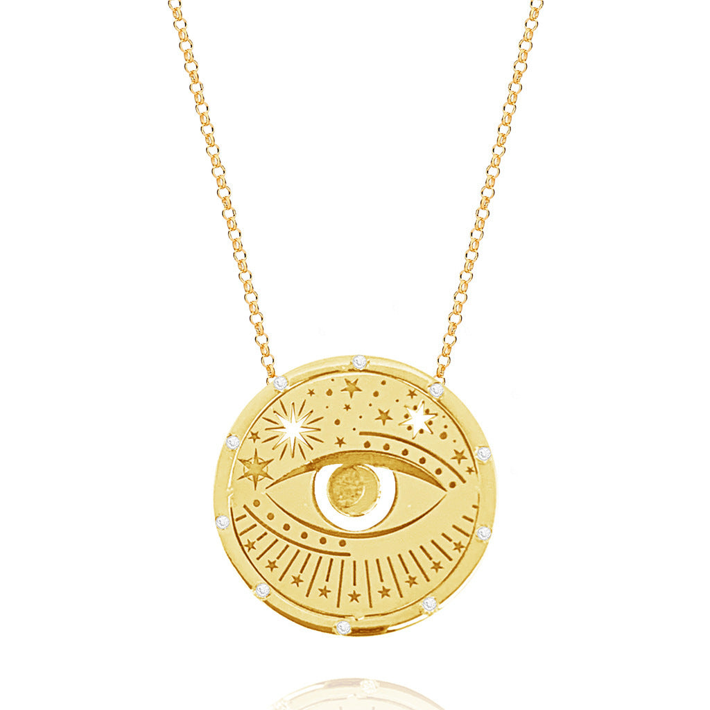 Celestial Tarot Card Pendant Necklace - Eye [8RAE2UM8]
