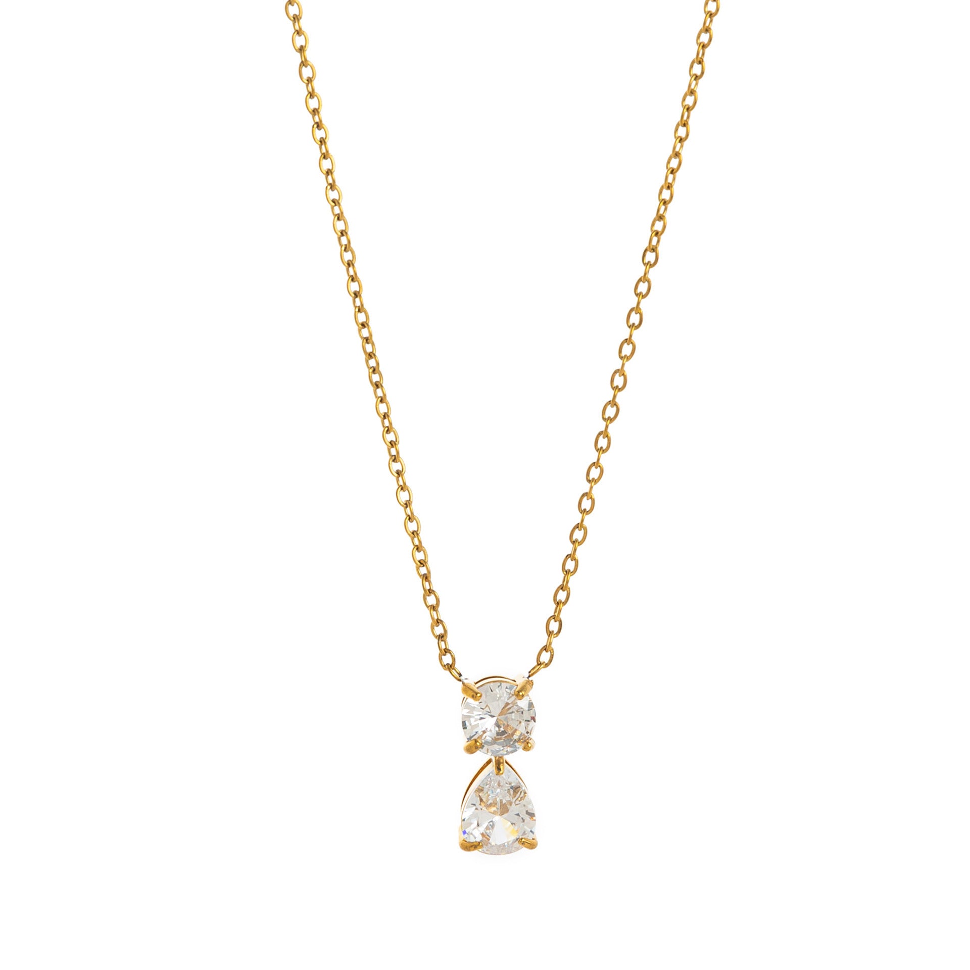 Birthstone Pendant Necklace - April (Clear) [E7Z81VDS]