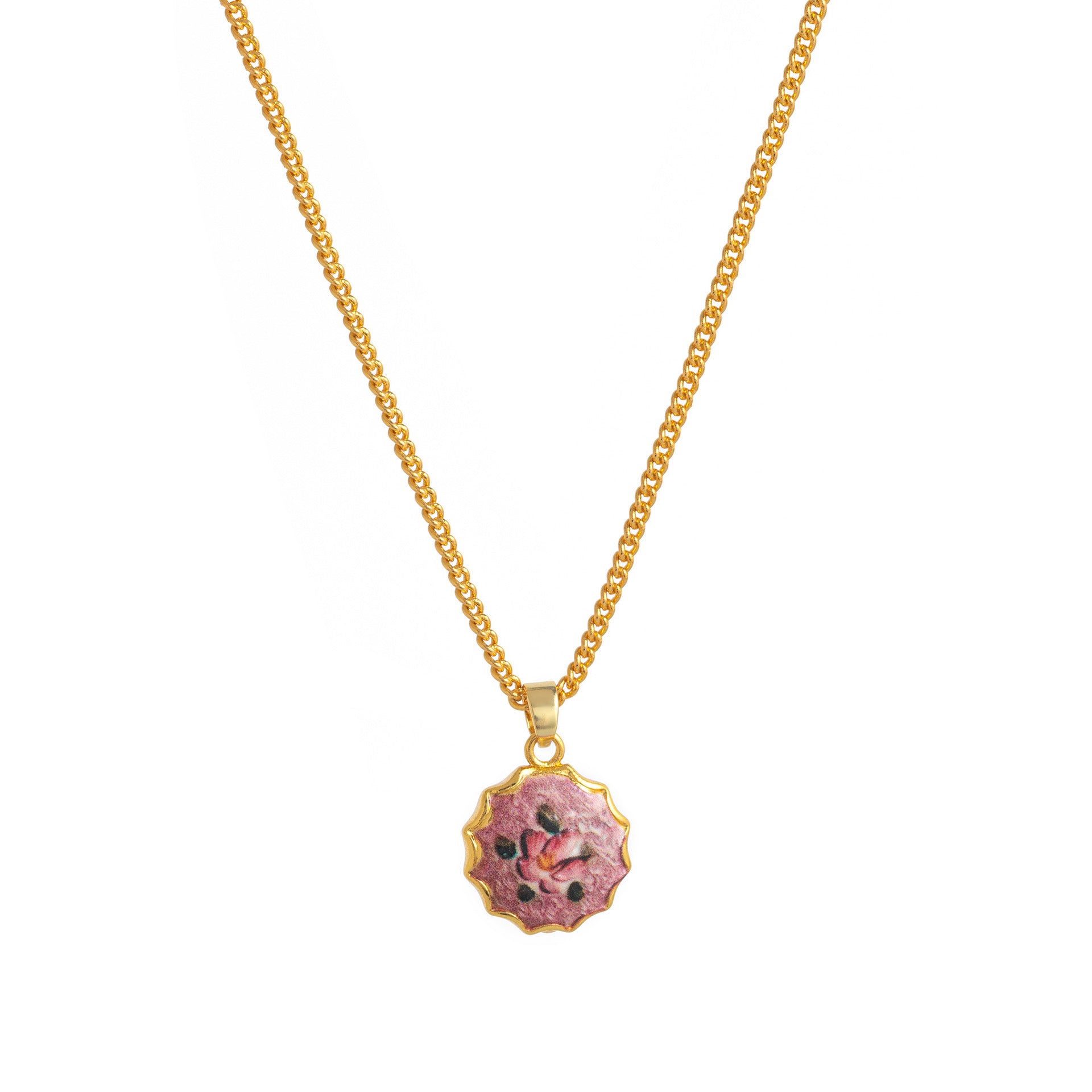 Ayelen Painted Pendant Necklace - Pink Oil Painting Necklace [RY8W9FYX]