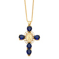 Ianna Madonna Cross Necklace - Blue [UIH844HI]