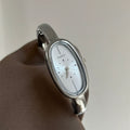 Oval Bracelet Watch - Silver Band White Face [B3KC4GMK]