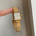 Nevaeh Retro Square Watch - Gold with White Dial [9XNZOEYN]