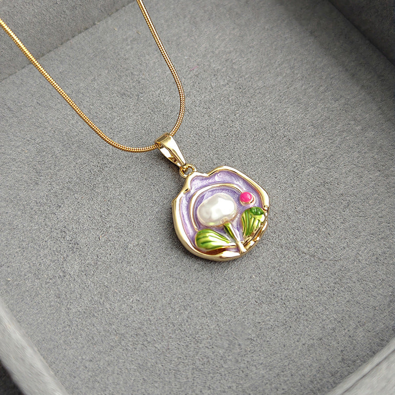 Zarah Monet Garden Necklace - Purple Tulip Necklace [F4JMNEAR]