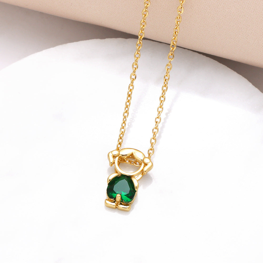 Jackson Zircon Heart Necklace - Green [4F1QRU0P]