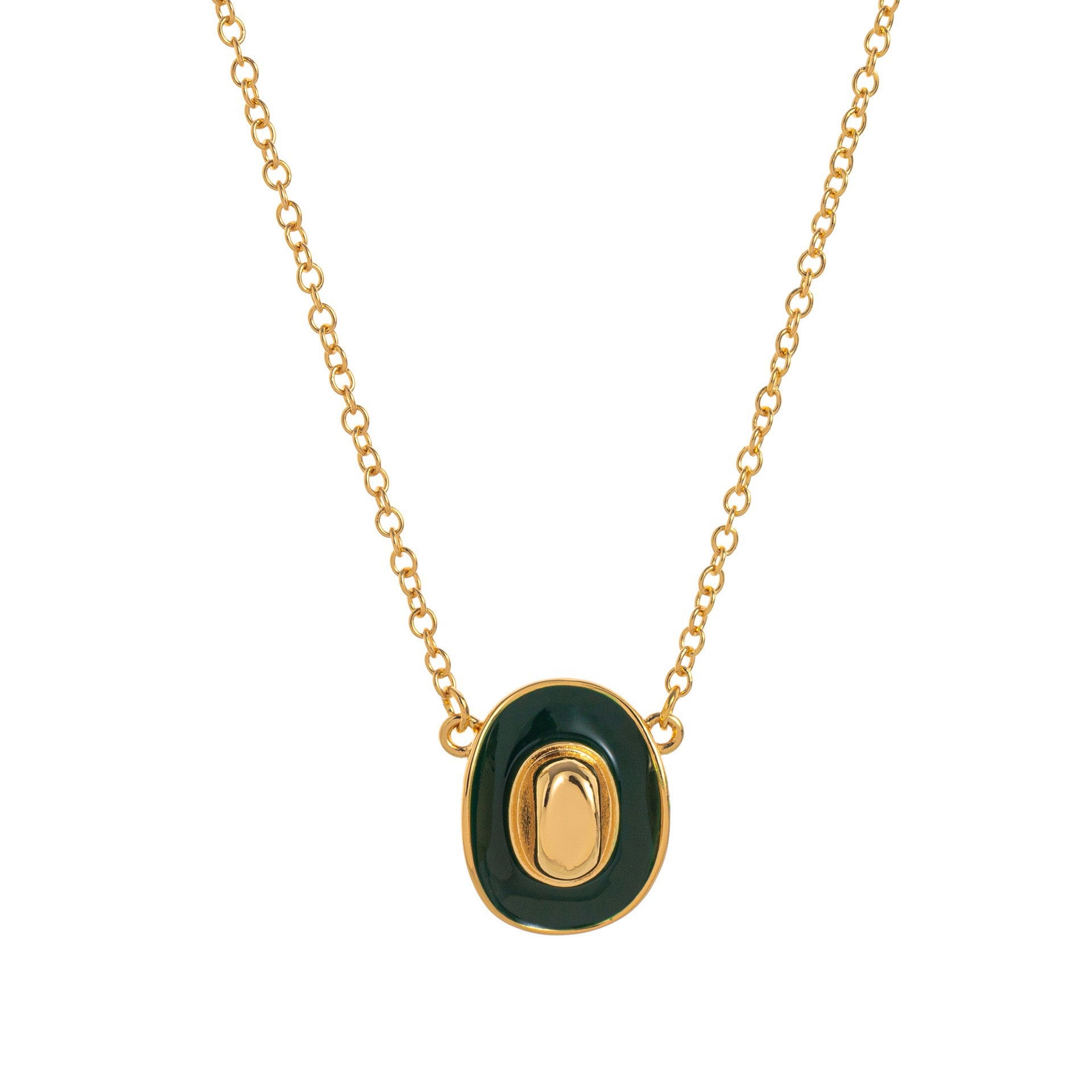 Lucky Horseshoe Pendant Necklace - Green Retro Hat Gold [C9XFB7EF]