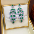 Avangeline Zircon Leaf Earrings - Silver-Green [M8EYN97L]