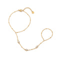 Elliette Gold Plated Finger Chain Bracelet - Finger Chain - Three Rhinestones [ORE6WWHQ]