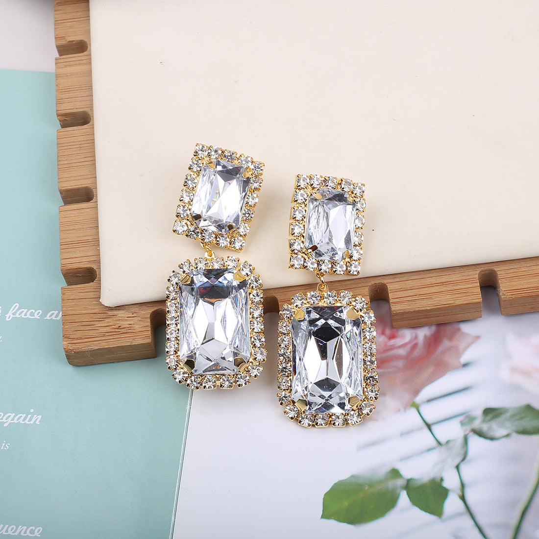 Ava Square Crystal Earrings