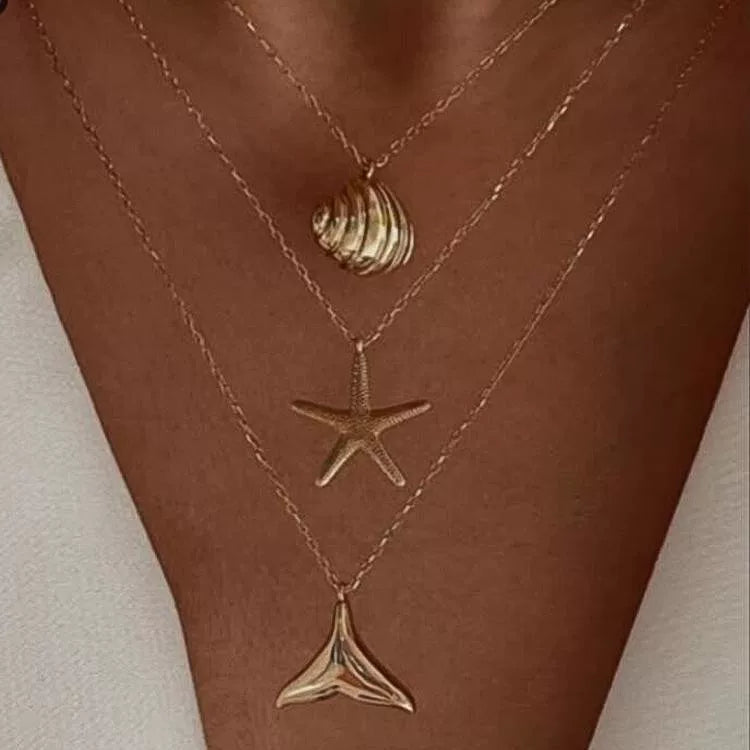 Layered Pearl and Shell Necklace - Style 5 [0MAT8TRJ]