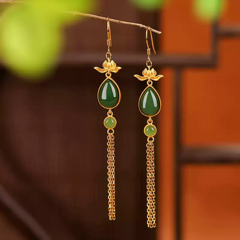 Juliet Emerald Elegance Tassel Earrings