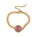 Dainty Floral Charm Bracelet - Purple Flower Bracelet [OY1OHL5U]