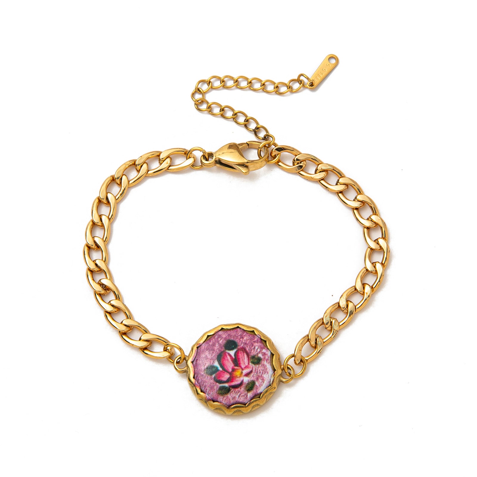 Dainty Floral Charm Bracelet - Purple Flower Bracelet [OY1OHL5U]