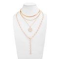 Missy Jewelry - Asra Layered Flower Lariat Necklace - Gold & White Color