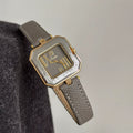 Vintage Square Dial Steel Watch - Gray (Leather Strap) [0H0TH4SJ]