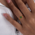 Karena Adjustable Gemstone Ring - Gold Green Glass Ring [BAH5NVH1]