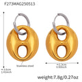Lorelei Polished Coffee Bean Earrings - F273 Gold & Steel Hollow Coffee Bean [5876IP3P]