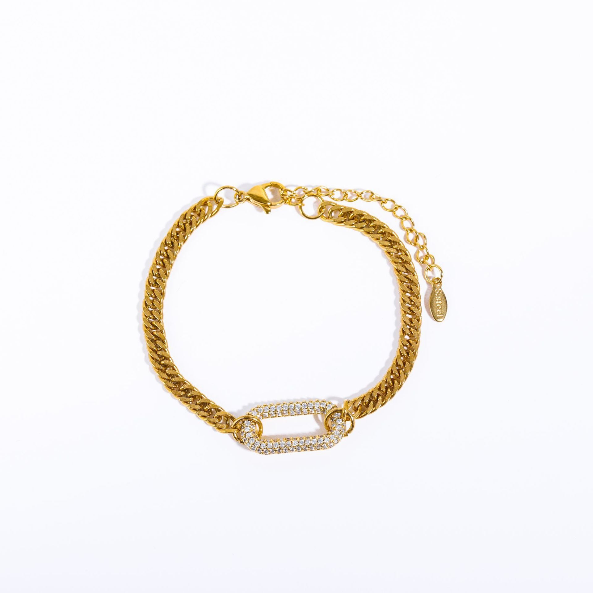 Sparkling Geometric Choker Necklace - White Stone Bracelet (17.5+5cm) [IB1HLAEF]