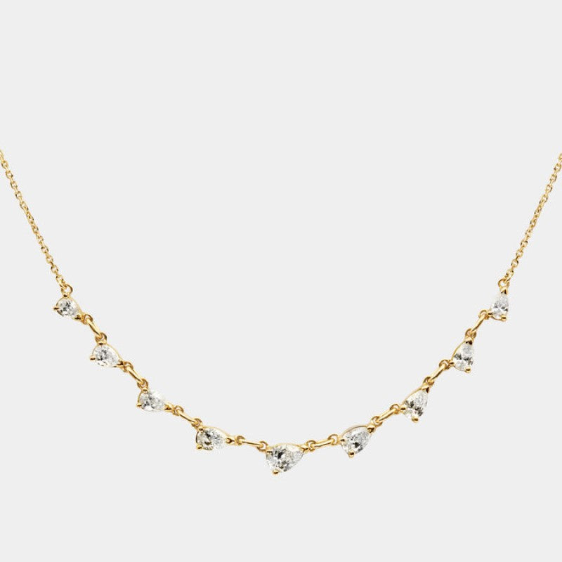 Dainty Zircon Pendant Necklace - Gold 9 Teardrop Necklace [VXYNNTQ2]
