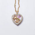 Floating Flower Locket Necklace - Empty Heart Locket Necklace [TQL26MMT]