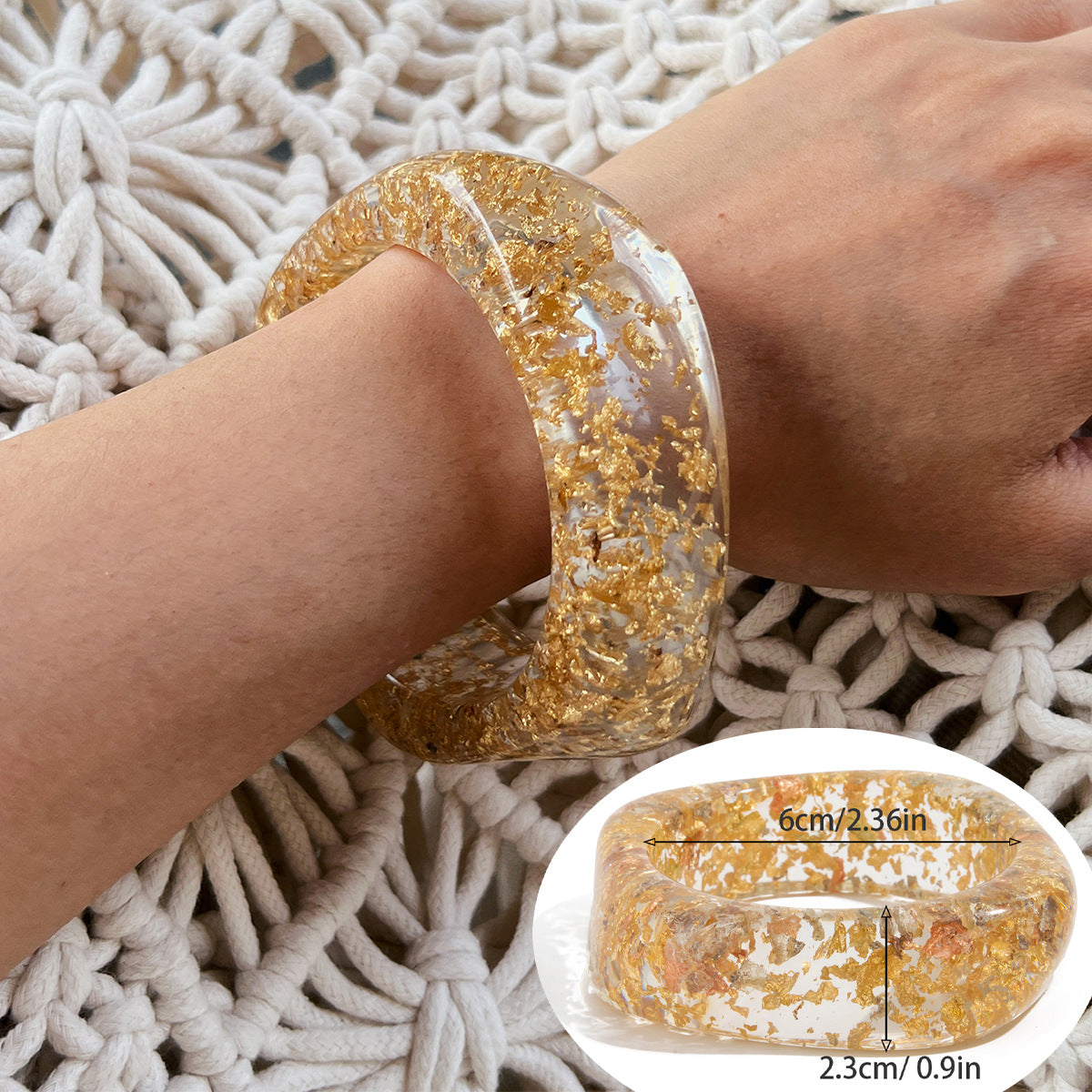 Aloni Marbled Acrylic Bracelet - Gold [8ZTEVRDA]